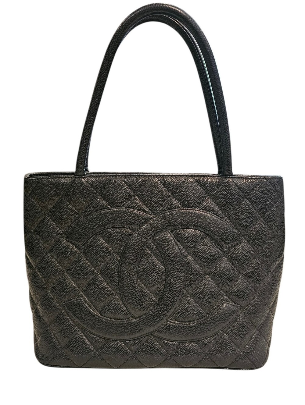 CHANEL BLACK CAVIAR LEATHER TOTE EUC